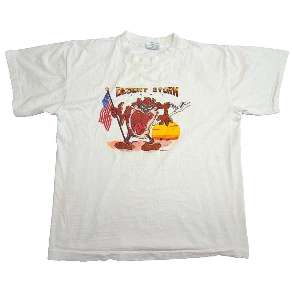 Vintage 90s Taz‎ Acme Clothing Co T-Shirt XL Looney Tunes Safari Embroidered